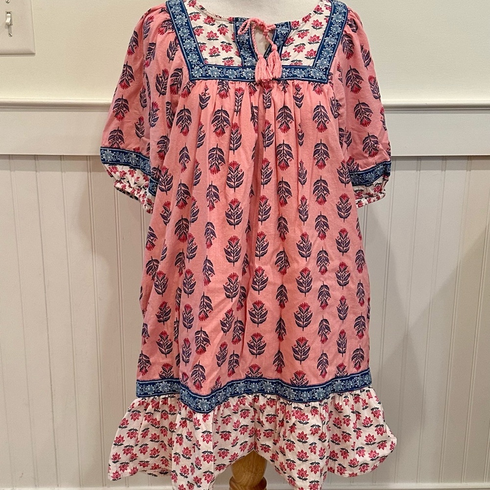 Old Navy Pink and Blue Floral Midi Dress with Pockets